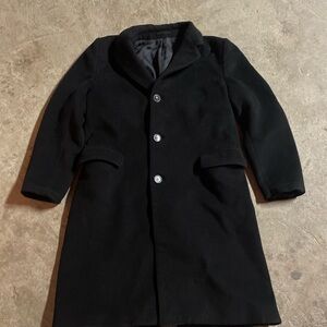 VTG Wool & Cashmere Men’s Black Coat Size Large Trench Button Long Blazer Coat